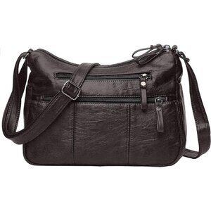 🆕Volganik Rock PU Leather Shoulder Bag Women Brown Soft Pocketbooks Purse